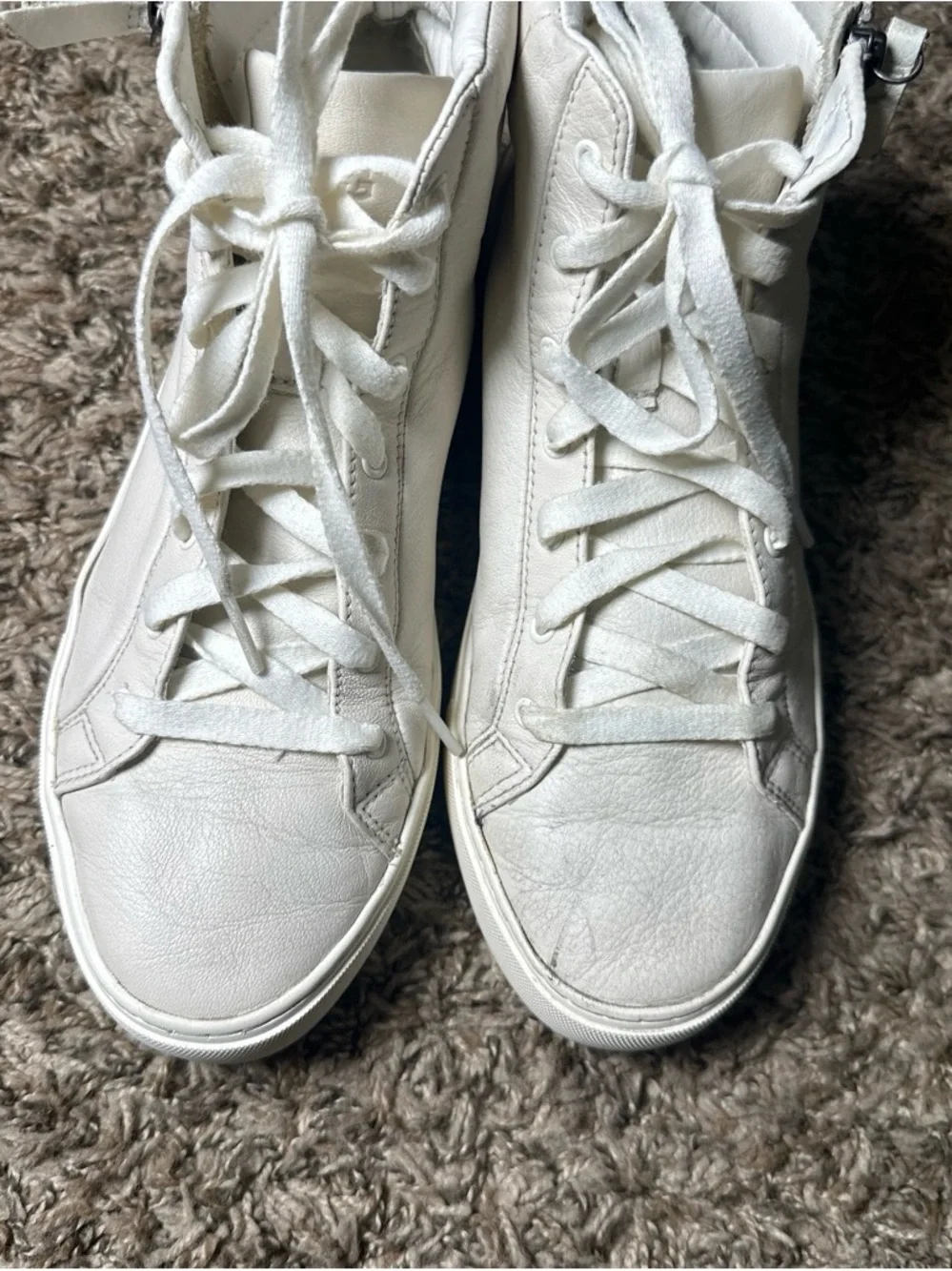 UGG Women's High-Top Lace-Up Sneakers in White With Side Zipper Size 8.5